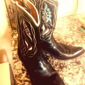Vintage ACME cowboy boots 7.5 8 black PEE WEEs